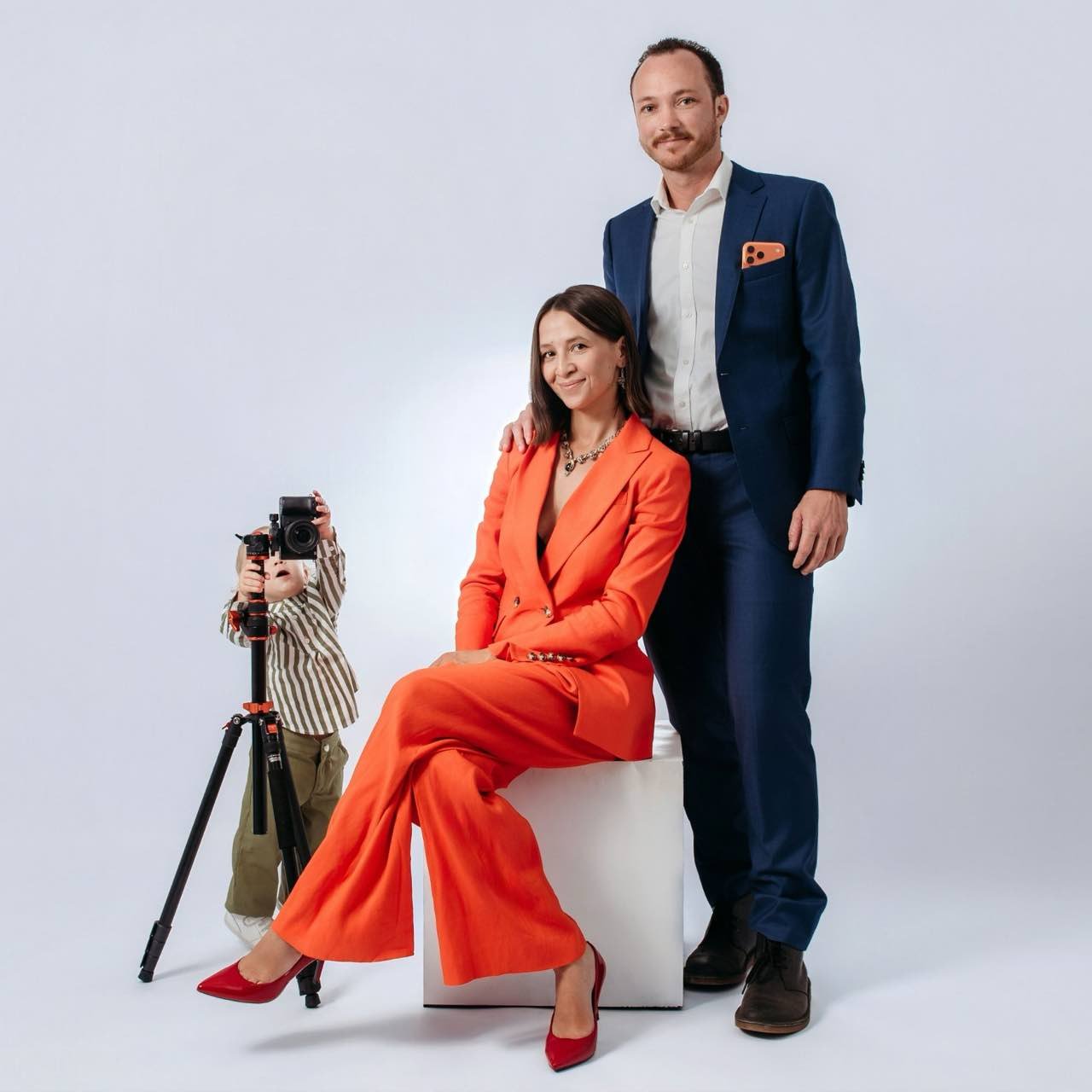 Peter Bonk and Anastasia Butvina of Siesta Media, with a camera on a tripod