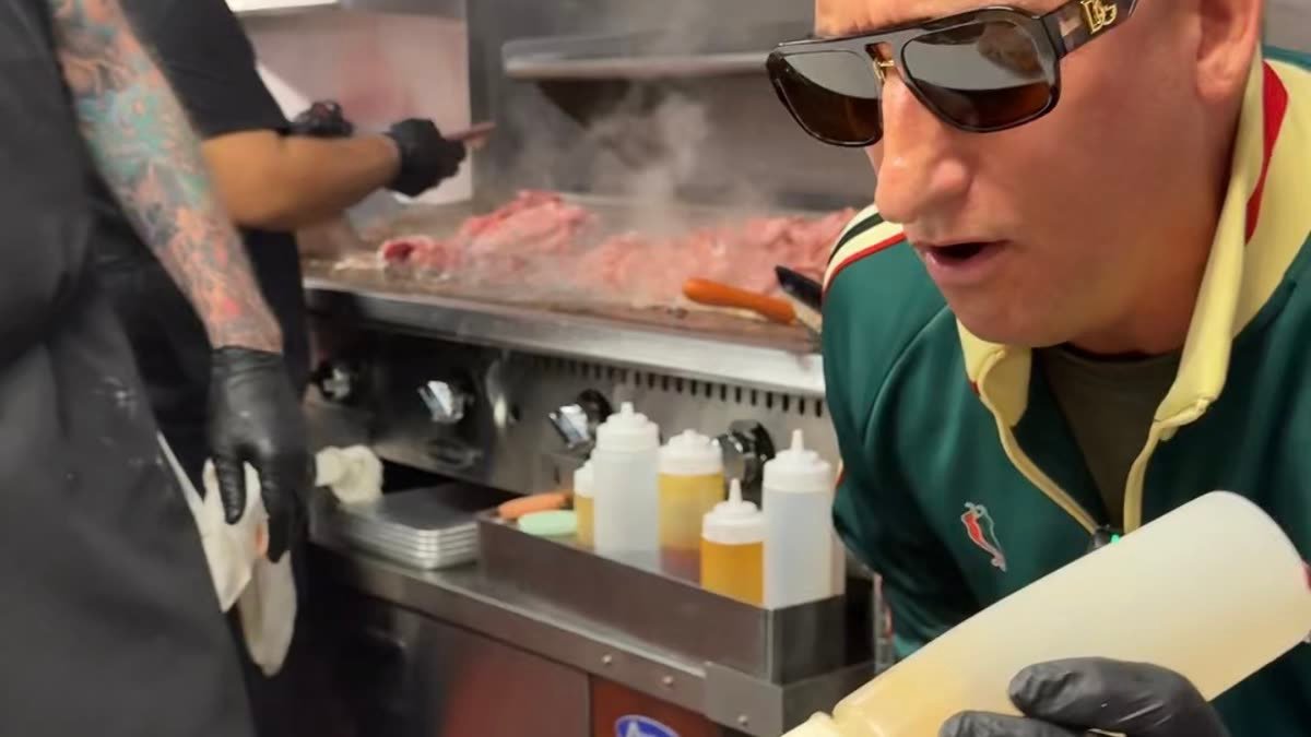 Filming behind the counter at Johnny Longhots Philly Steaks, Sarasota