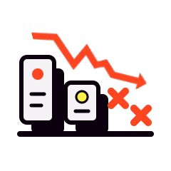 Falling chart with a red cross