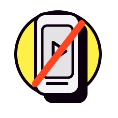 Phone with a video reel crossed out